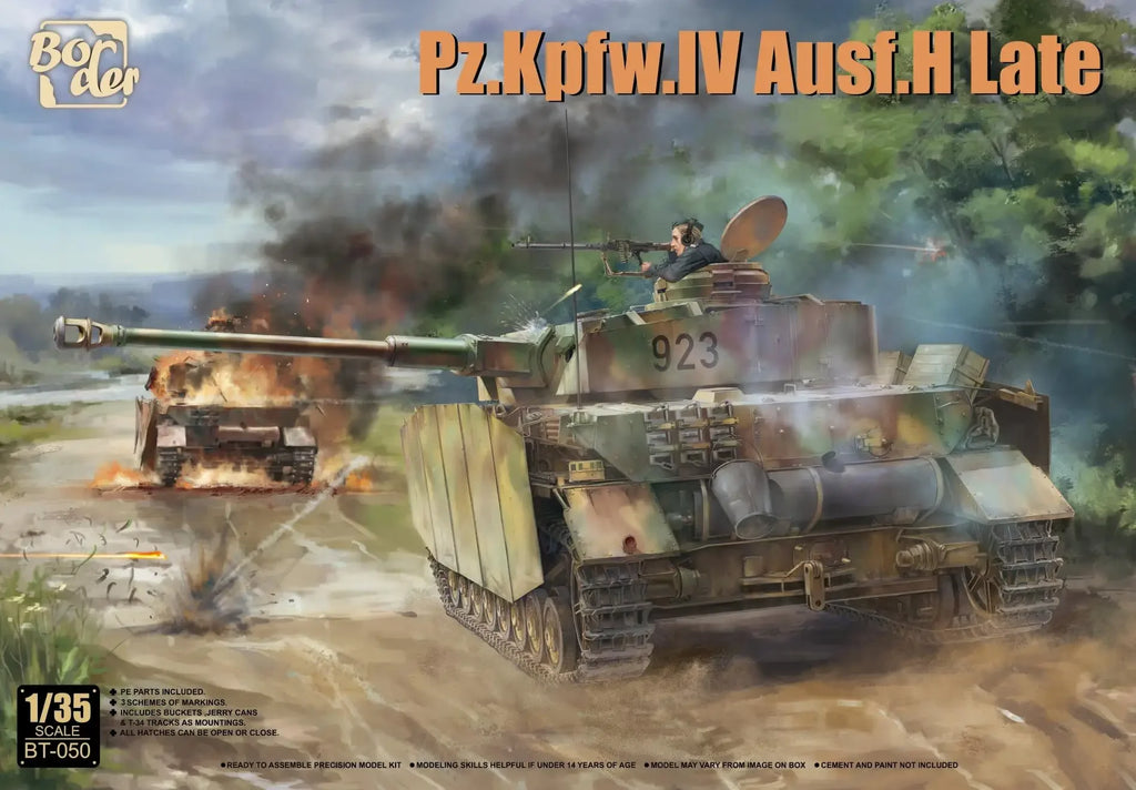 Border BT-050 | 1/35 Scale Pz.Kpfw.IV Ausf.H Late Version German Tank Model Kit | Unassembled Plastic Model - R Supply Store