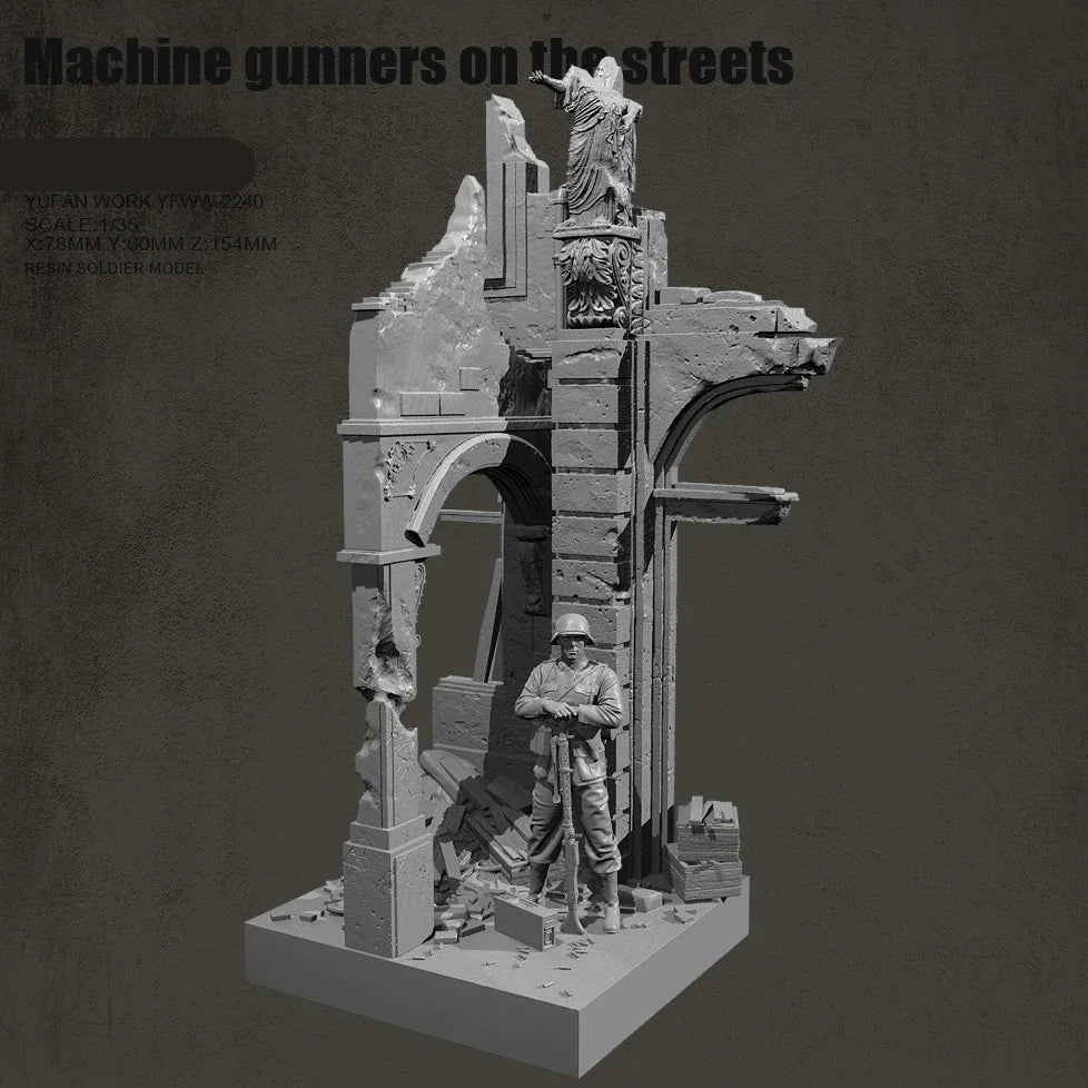 1/35 Scale European Soldier Scene | Resin Figure + Platform | Self-Assembled Model Kit - R Supply Store