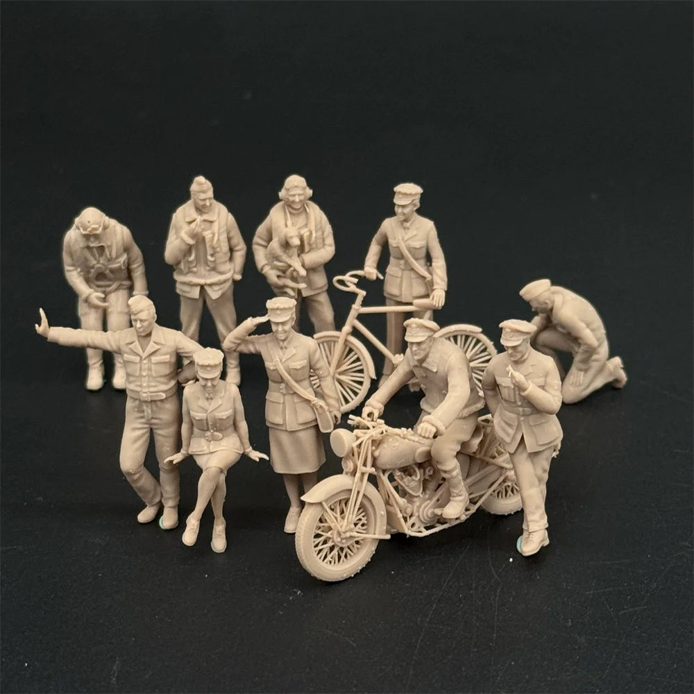 1/48 & 1/72 Scale WWII British Pilots & Ground Crew Resin Figure Set (10 Figures) - Airfield Accessories Military War