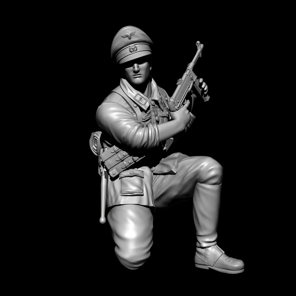 1/35 Scale WWII German Officer/NCO Submachine Gunner Resin Figure Kit - Street Fighting Miniature