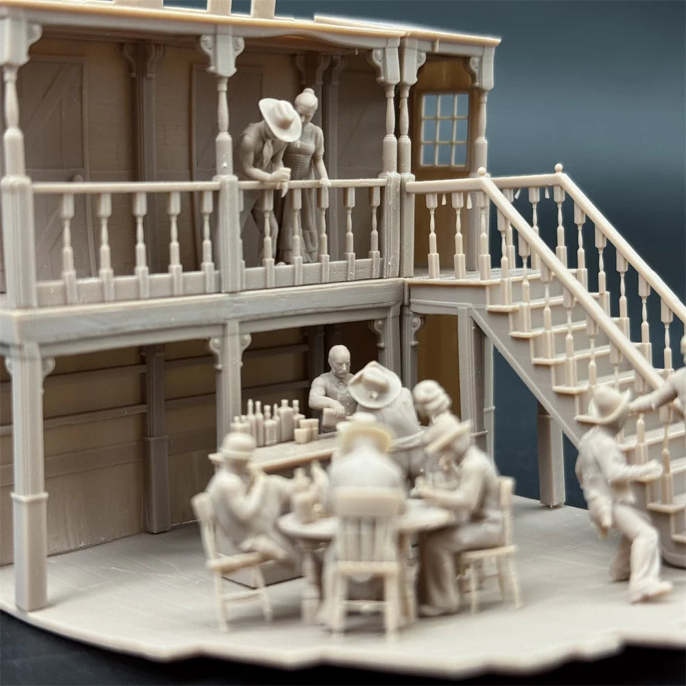 1/72 Scale Wild West Saloon / Restaurant Diorama Kit & Figures (10+ Figures) - Spaghetti Western Vignette