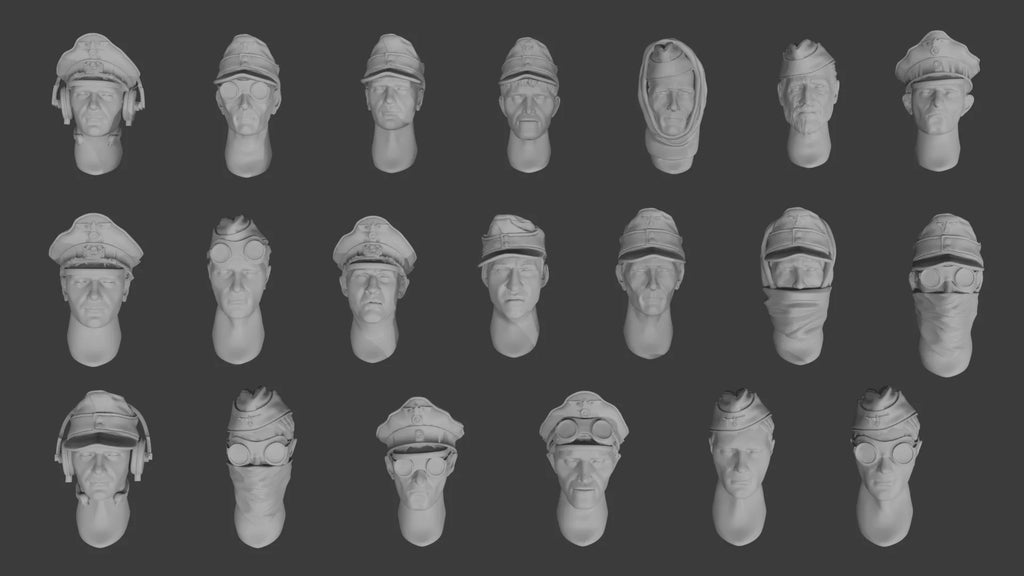 1/16 & 1/35 Scale German Soldier Head Upgrades | Premium Resin Conversion Kit