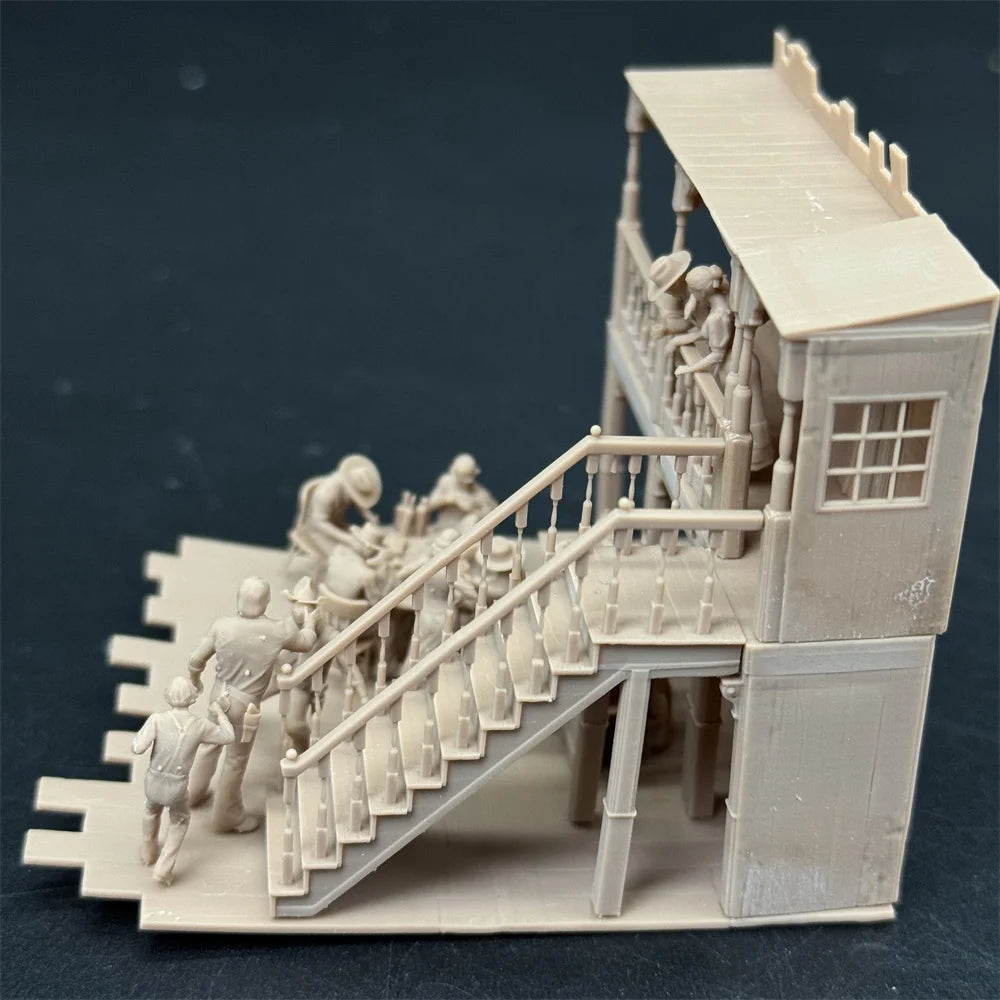 1/72 Scale Wild West Saloon / Restaurant Diorama Kit & Figures (10+ Figures) - Spaghetti Western Vignette