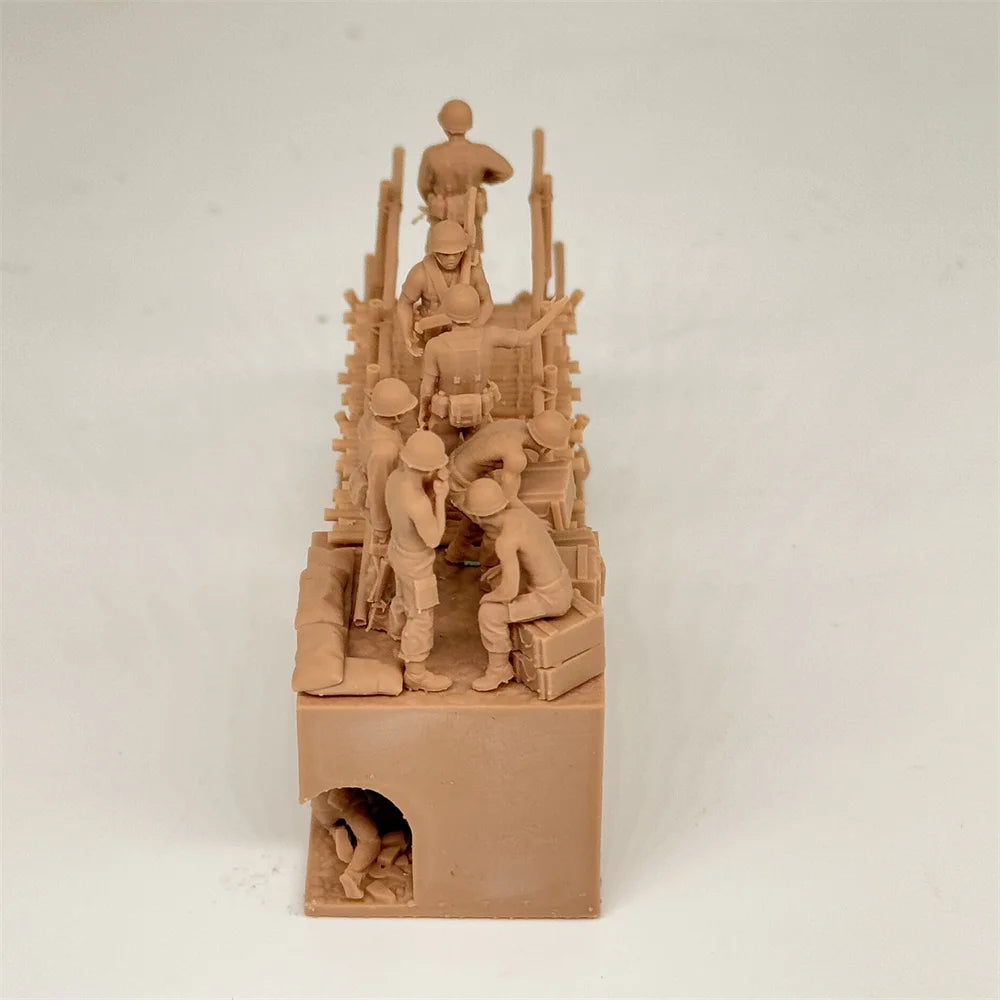 1/72 Scale Vietnam War Bridge / Bunker Ambush Scene Resin Diorama Kit (10+ Figures) - US & VC Combat Miniature