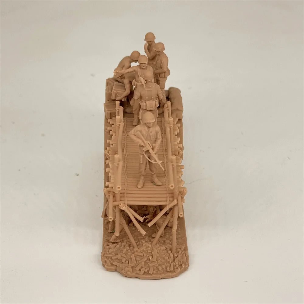 1/72 Scale Vietnam War Bridge / Bunker Ambush Scene Resin Diorama Kit (10+ Figures) - US & VC Combat Miniature