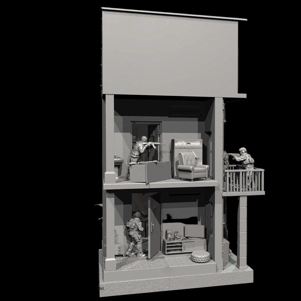 1/35 Scale Resin Soldier Figure Scene | Counter-Terrorism Diorama (8 Soldiers + Scene Platform) | Self-Assembled Model Kit - R Supply Store