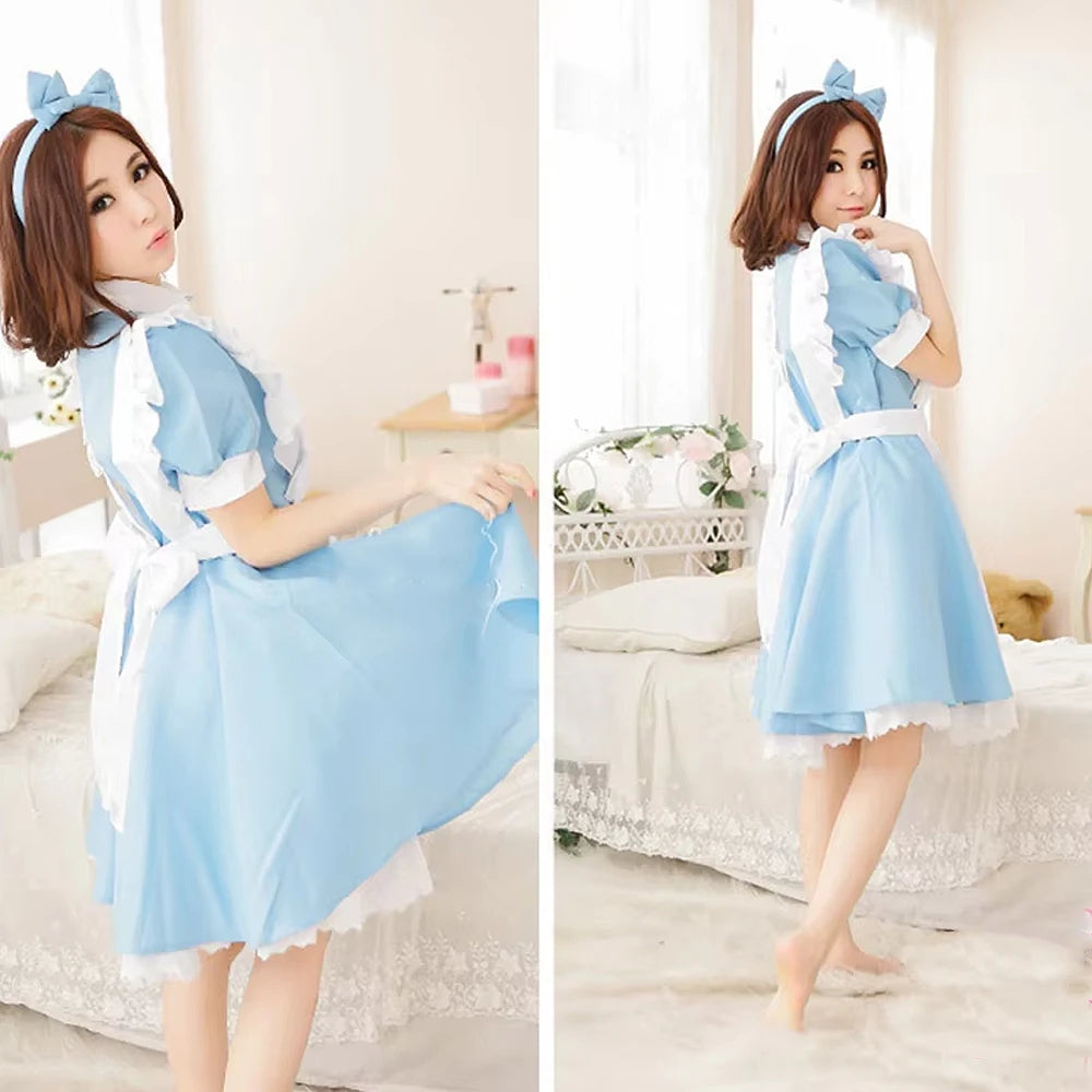 Alice in Wonderland - Lolita Maid Dress Cosplay Costume Apron Skirt Outfit for Women Halloween Party