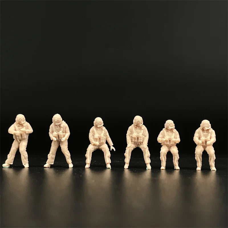 1/72 Scale US Black Hawk Helicopter Pilot & Door Gunner Resin Figure Set (6 Figures) - Modern Military Diorama