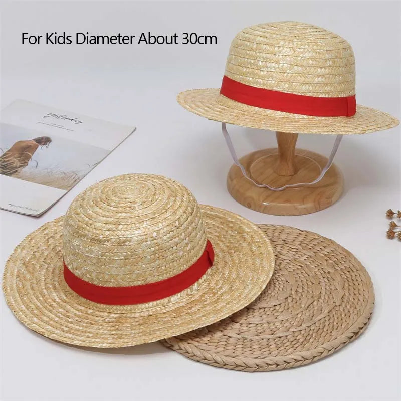 One Piece Luffy Straw Hat - Cosplay Accessory Anime Sun Hat for Adults & Kids