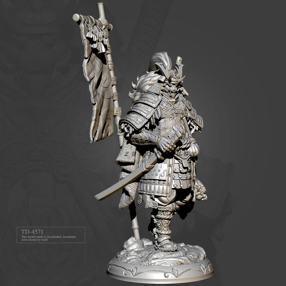 Armored Samurai General with War Banner | Premium Resin Model Kit