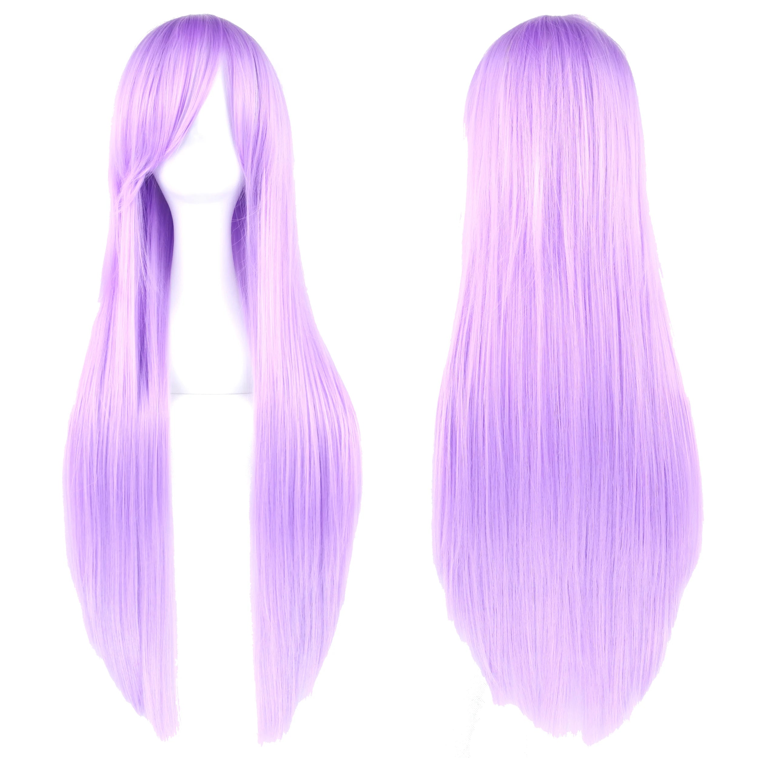Long White Purple Cosplay Wig 80cm Straight Synthetic Hairpiece for Women Anime Party Wig