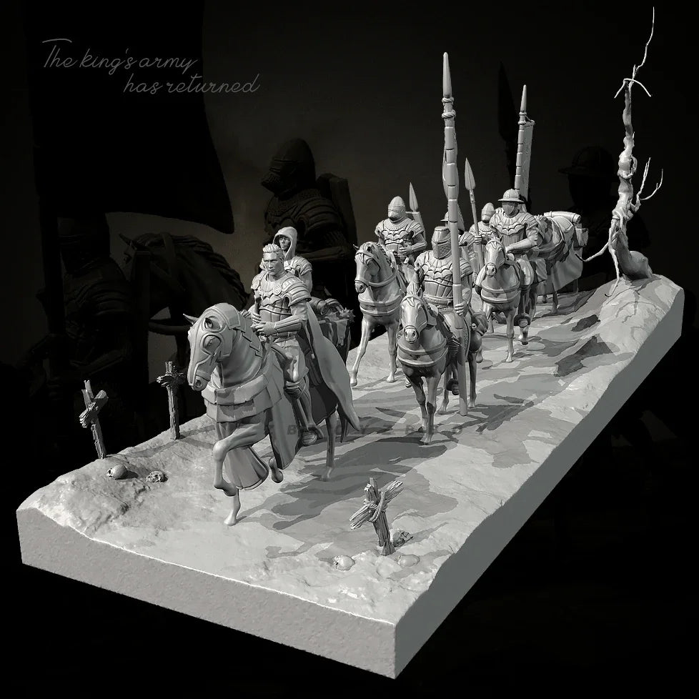 38mm & 50mm Medieval Mounted Column Diorama | The King's Army Resin Set