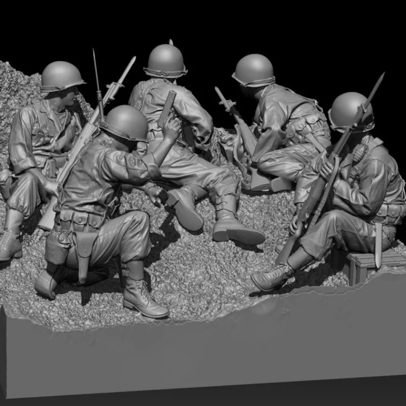 1/35 US Infantry 5-Figure Huddle Resin Kit | WWII/Korean War Diorama - R Supply Store