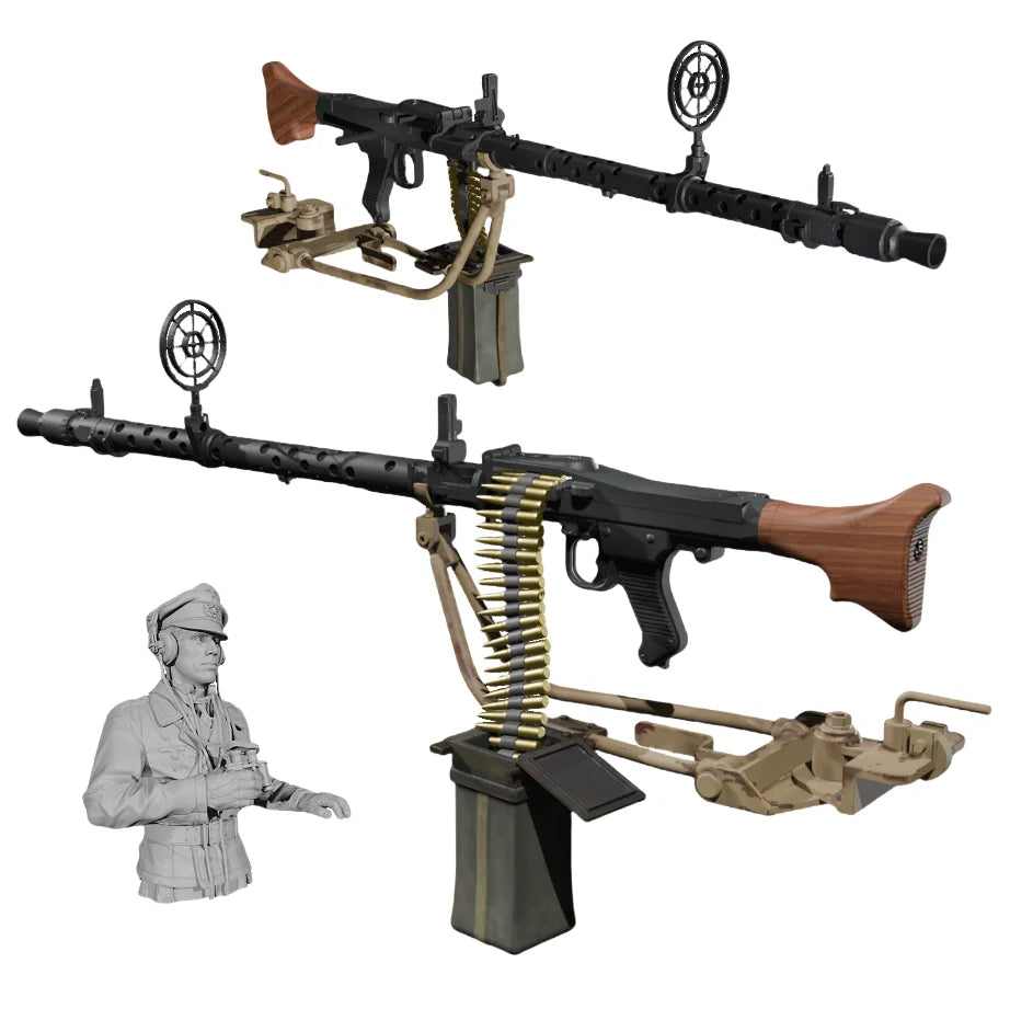 1/16 1/35 MG 34 Machine Gun Set + Tank Officer Bust | WWII Weapon Kit