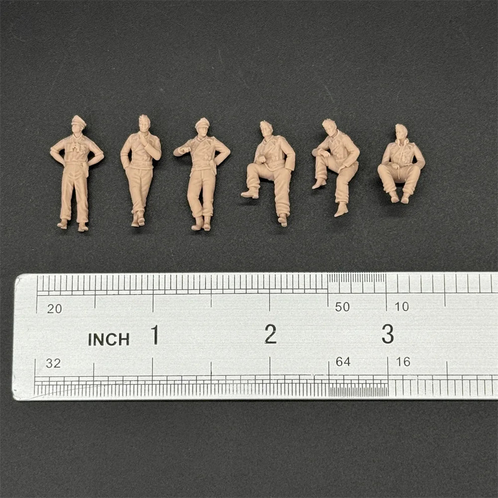 1/72 Scale WWII German Tank Crew & Officers Resin Figure Set (6 Figures) - Military Diorama