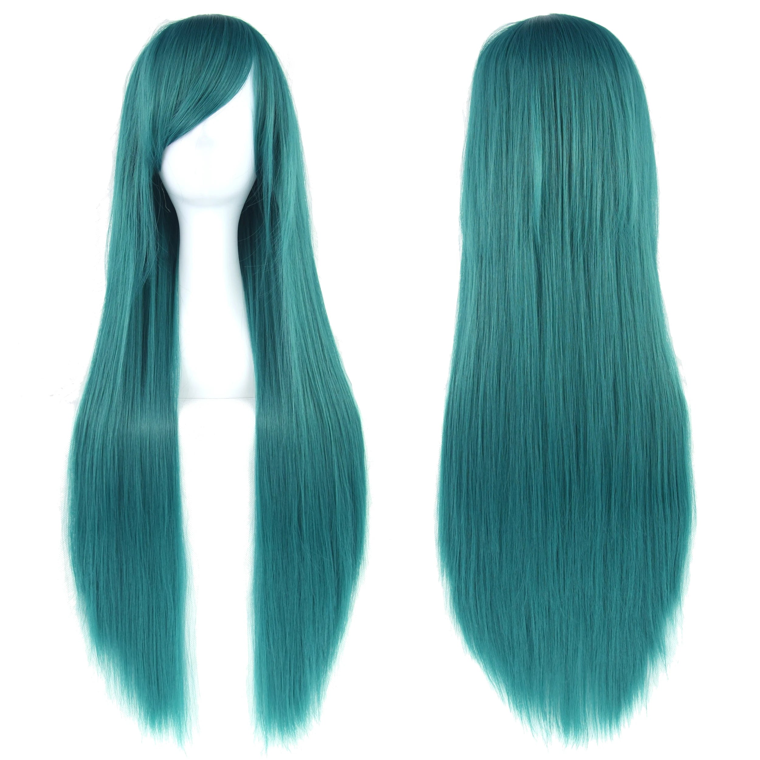 Long White Purple Cosplay Wig 80cm Straight Synthetic Hairpiece for Women Anime Party Wig