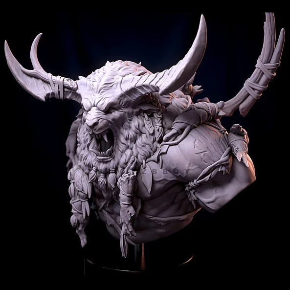 1/10 Minotaur Warlord Bust Resin Kit | Fantasy Beastman Miniature GK