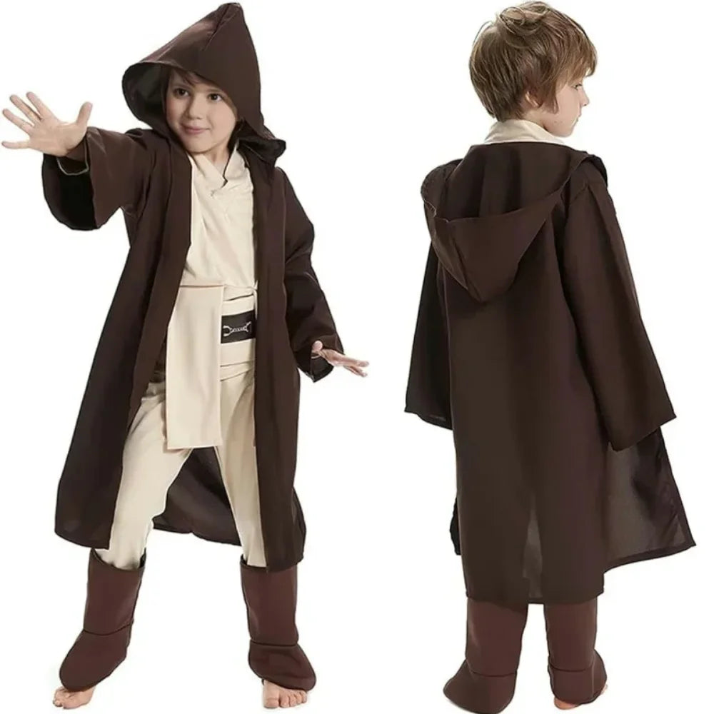 Kids Jedi Knight Costume - Star Wars Obi-Wan Kenobi - Anakin Skywalker Cosplay Robe set