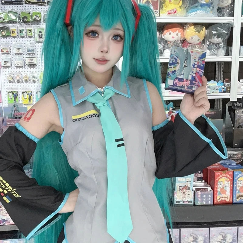 Hatsune Miku Cosplay Costume Set - JK Uniform Skirt Wig & Accessories Anime Outfit for Women