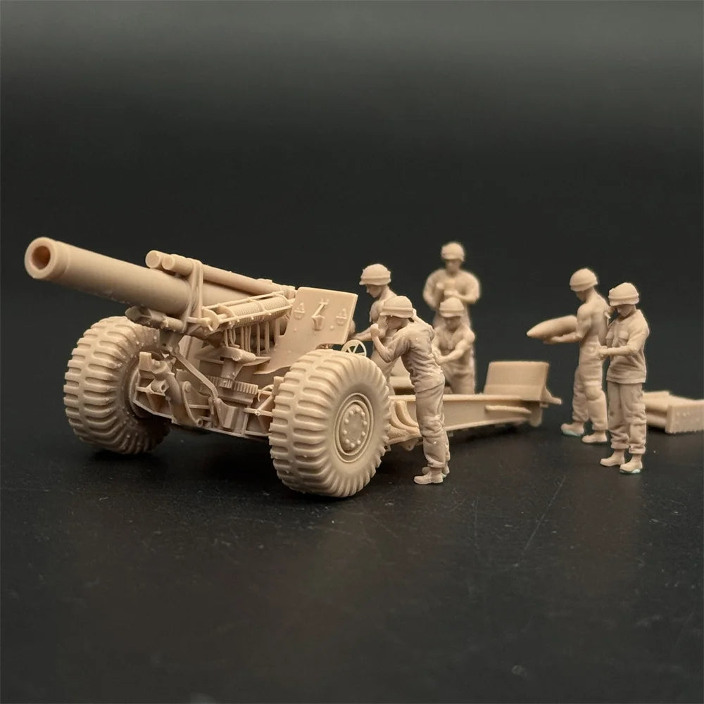 1/72 Scale US M114 Howitzer Artillery Piece & Crew Resin Model Kit (6 Figures) - Vietnam War Diorama