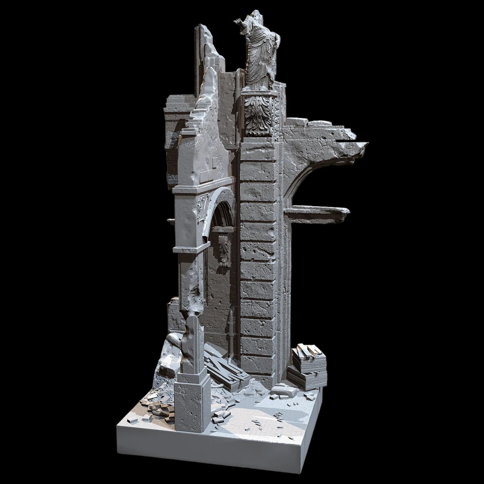1/35 Scale Ruined Gothic Church / European Building Diorama Base Resin Kit - Urban Combat Scene