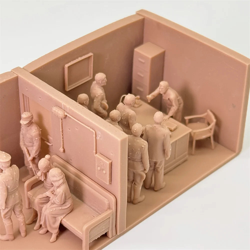 1/72 Scale Bunker / Headquarters Interrogation Scene Resin Figure Set (12 Figures) - WWII/Cold War Diorama