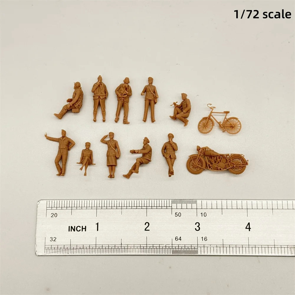 1/48 & 1/72 Scale WWII British Pilots & Ground Crew Resin Figure Set (10 Figures) - Airfield Accessories Military War