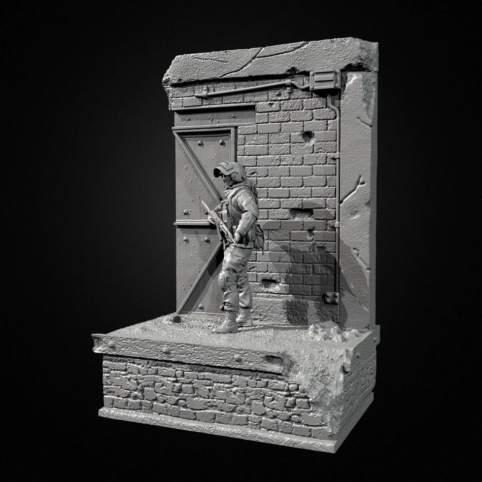 1/35 Scale Modern Infantry Soldier & Ruined Building Resin Kit - Full Scene Diorama