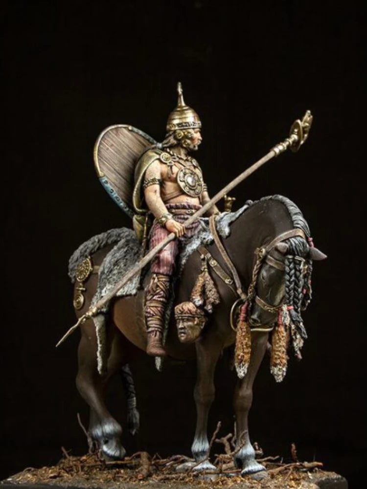 1/24 75mm Mounted Celtic Warrior Resin Figure Kit - Iron Age Historical Hobby Miniature