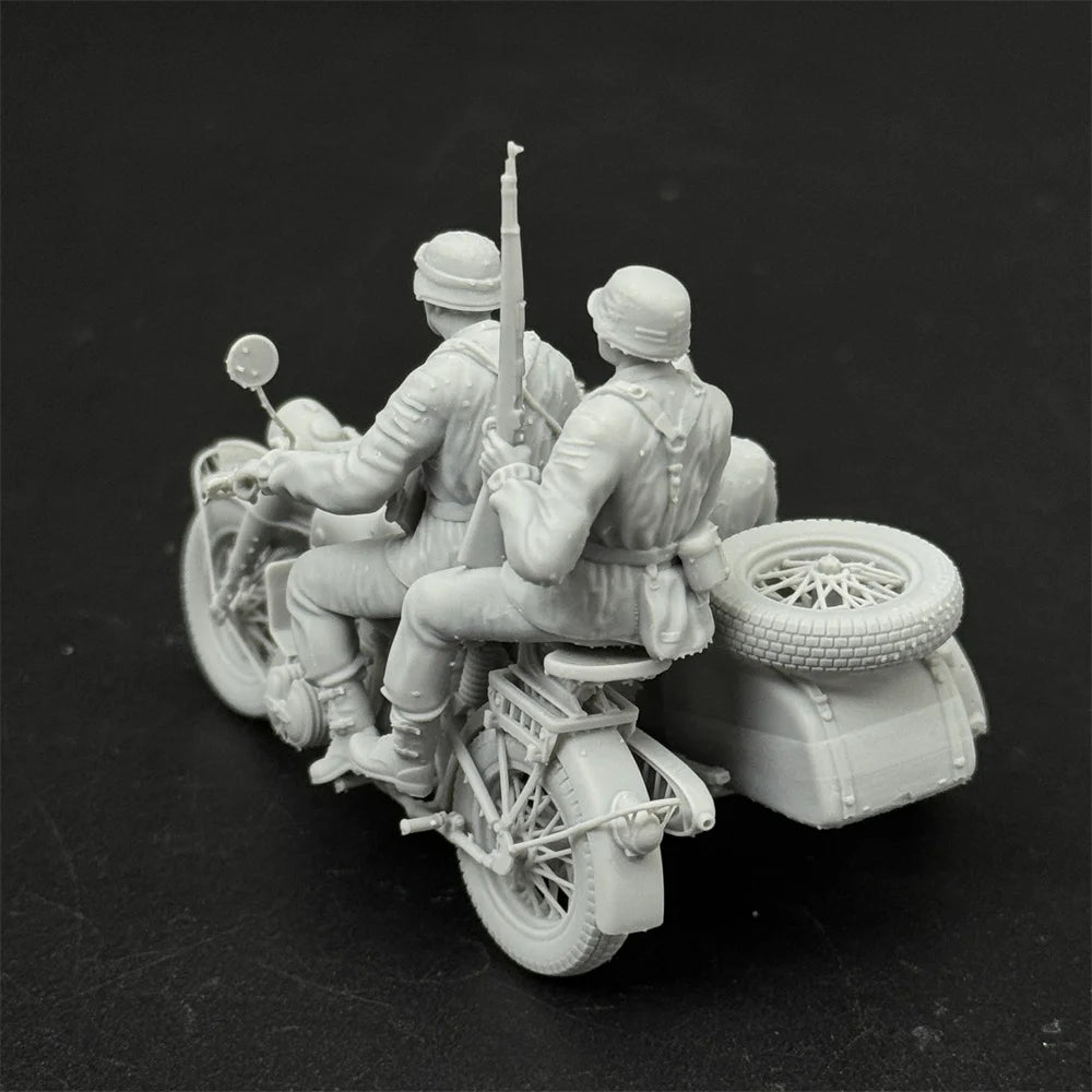 1/35 German Motorcycle w/ MG34 Crew (3 Fig) Resin Kit | WWII Recon