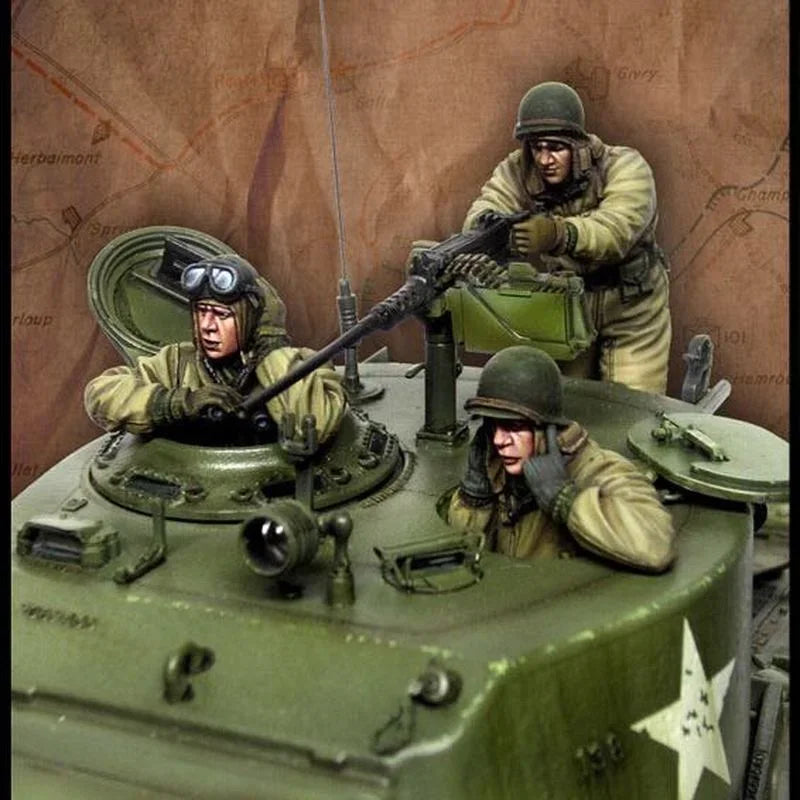 1/35 Scale US Tank Crew Set 🇺🇸 3 Resin Figures Model Kit Unassembled Unpainted (No Tank) - R Supply Store