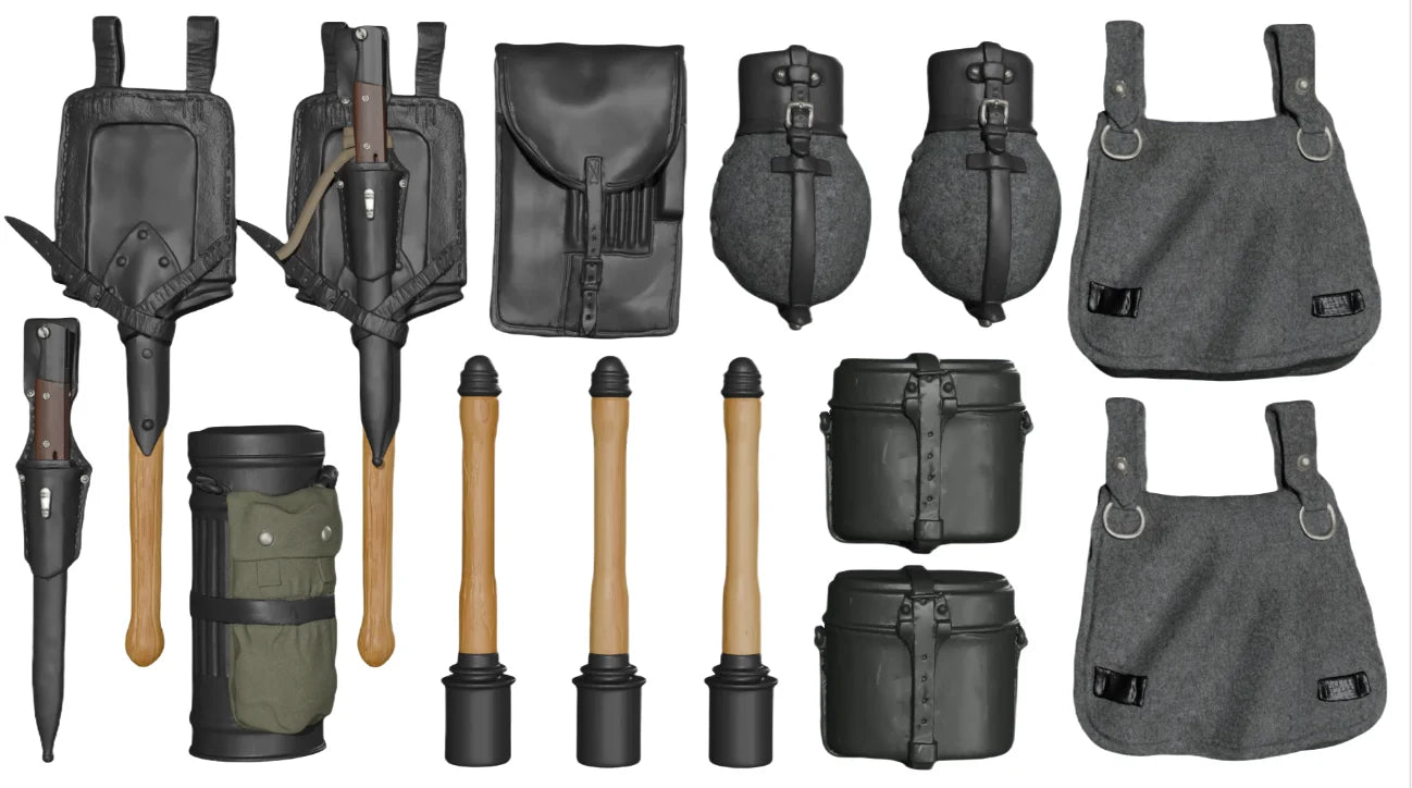 1/16 1/35 German Infantry Gear Kit | WWII Weapons & Equipment Set