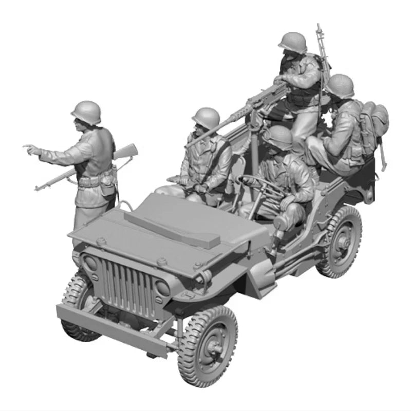 1/35 Scale US Infantry & Military Police Set 🇺🇸 5 Resin Figures Model Kit Unassembled Unpainted (No Jeep) - R Supply Store