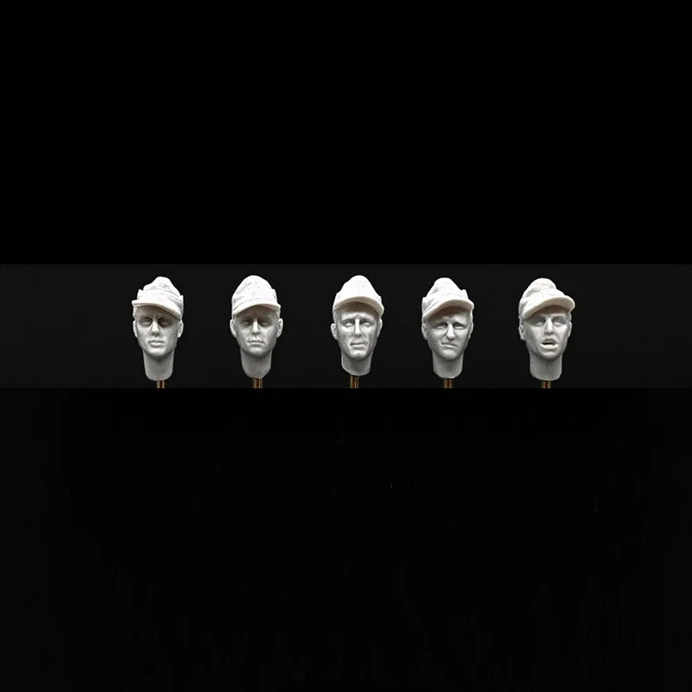 1/35 WWII M43 Feldmutze Heads 5 Pcs | Resin WW2 Soldier Figure Model Kit