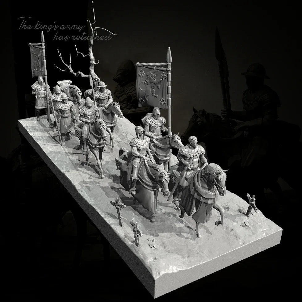 38mm & 50mm Medieval Mounted Column Diorama | The King's Army Resin Set