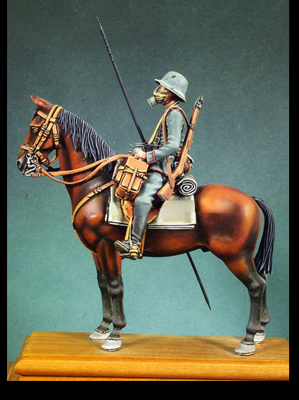1/32 Scale WWI German Anti-Chemical Cavalry Trooper Resin Figure - Mounted Historical Miniature