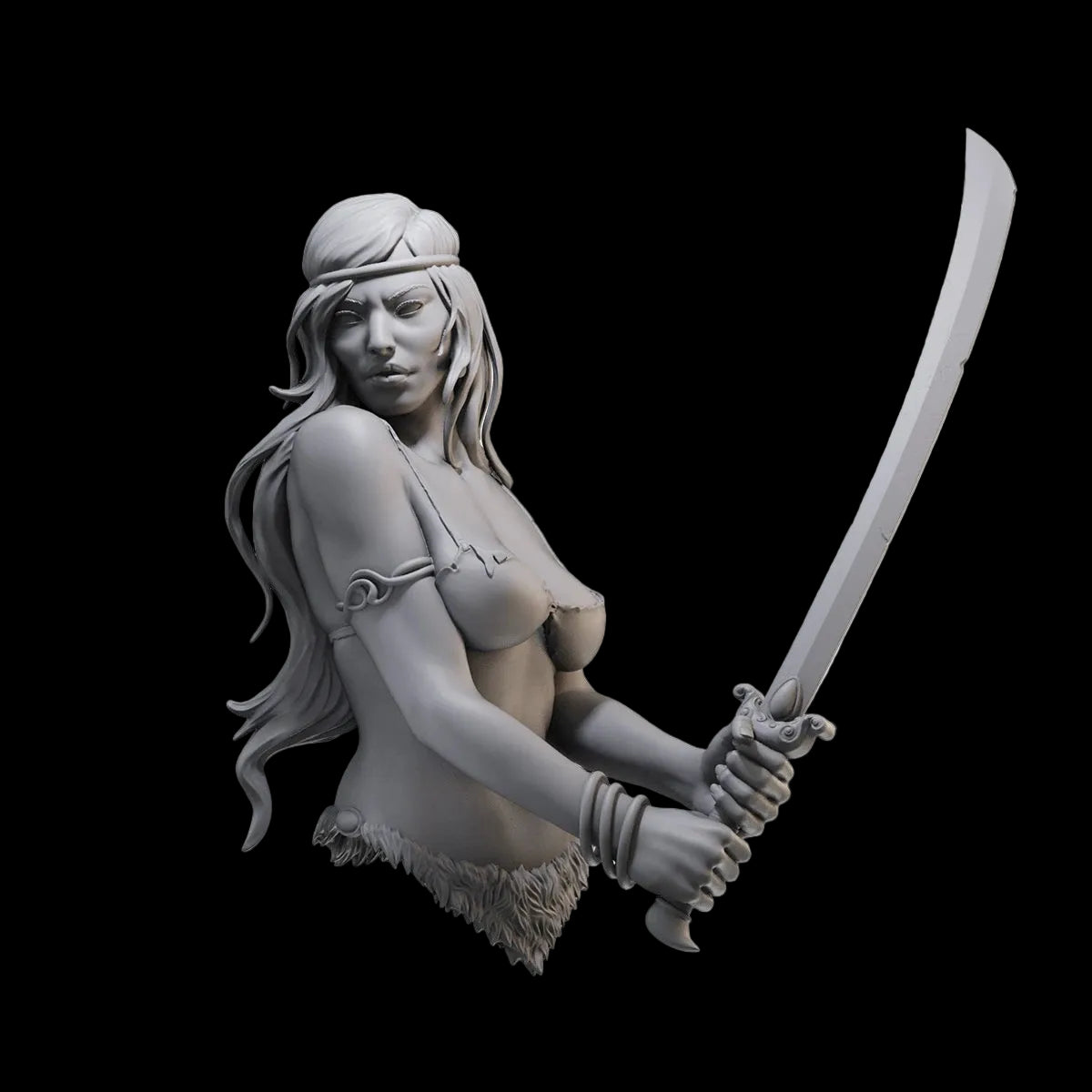 1/10 Barbarian Warrior Woman Bust Resin Kit | Fantasy Sword Fighter GK