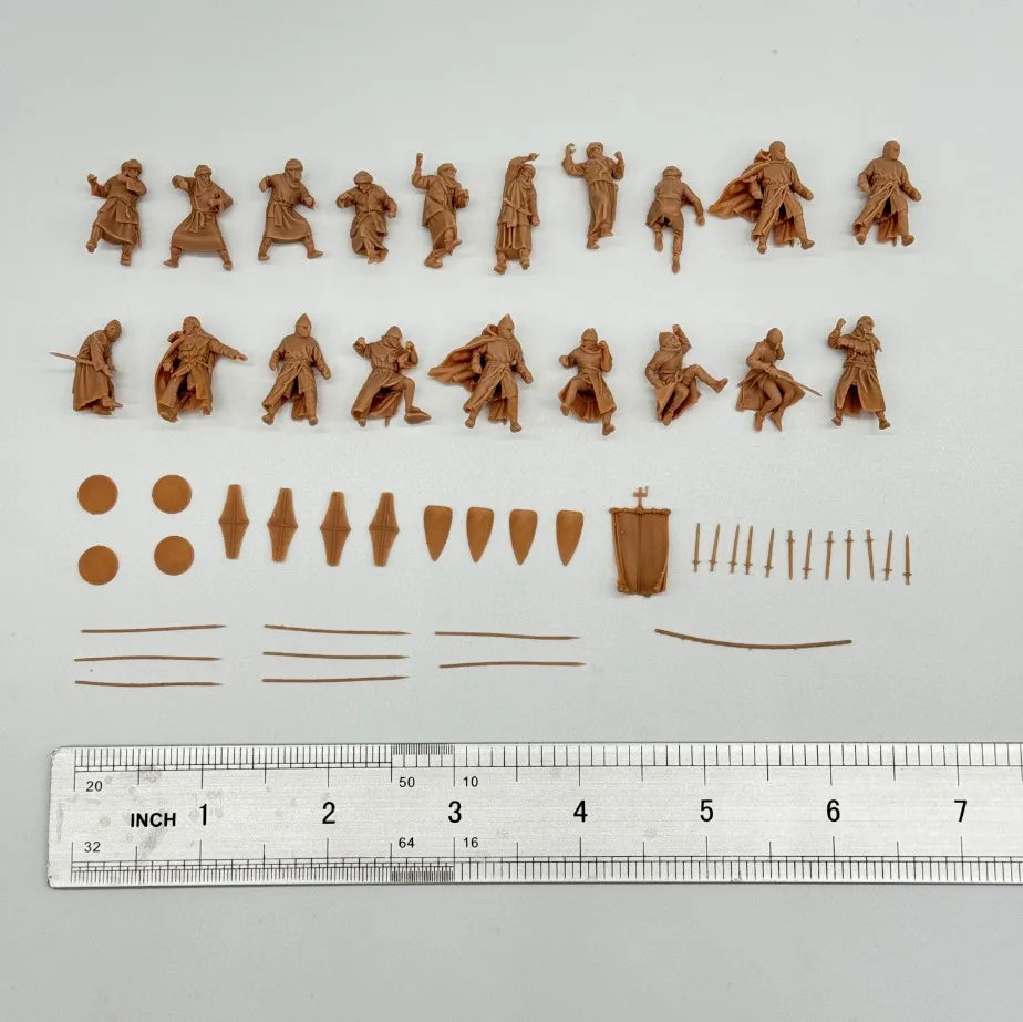 1/72 Scale Medieval Infantry Battle Scene Resin Figure Set (16+ Figures) - Aralcos / Tabletop Miniature