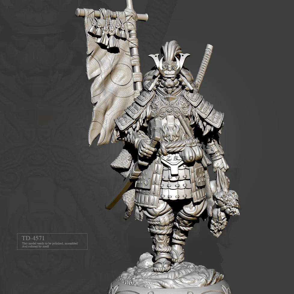 Armored Samurai General with War Banner | Premium Resin Model Kit