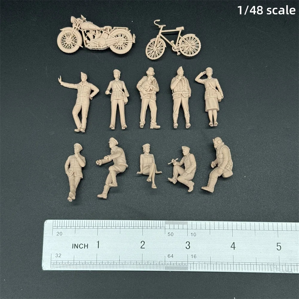 1/48 & 1/72 Scale WWII British Pilots & Ground Crew Resin Figure Set (10 Figures) - Airfield Accessories Military War