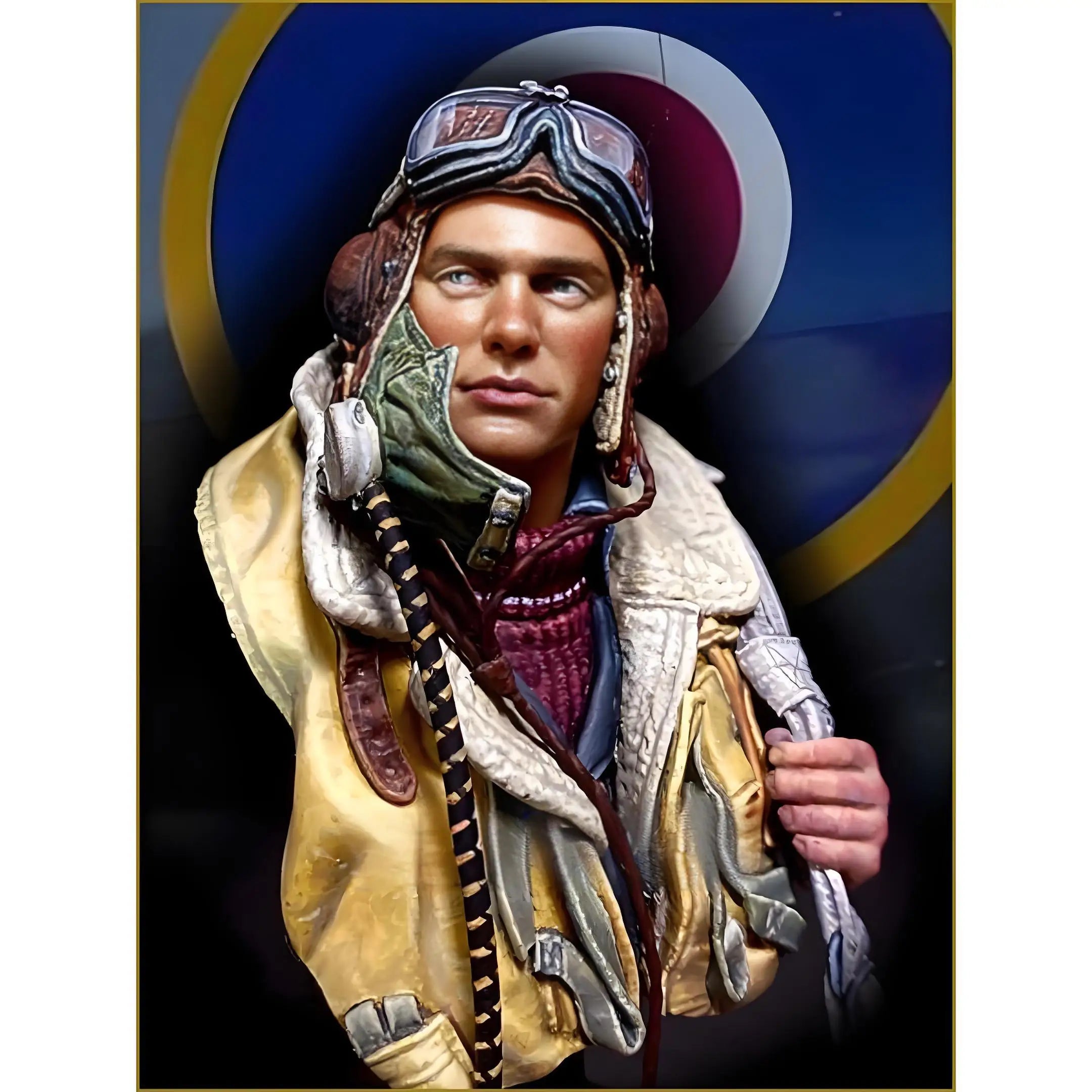 1/10 Royal Air Force pilot WWII resin half body bust model military theme unassembled and uncolored