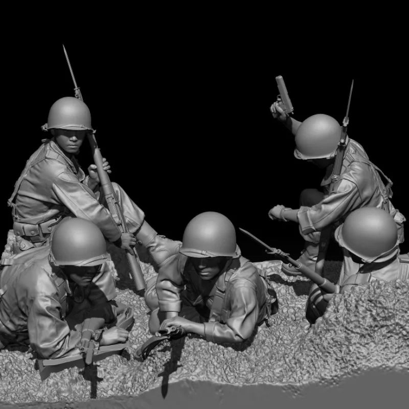 1/35 US Infantry 5-Figure Huddle Resin Kit | WWII/Korean War Diorama - R Supply Store