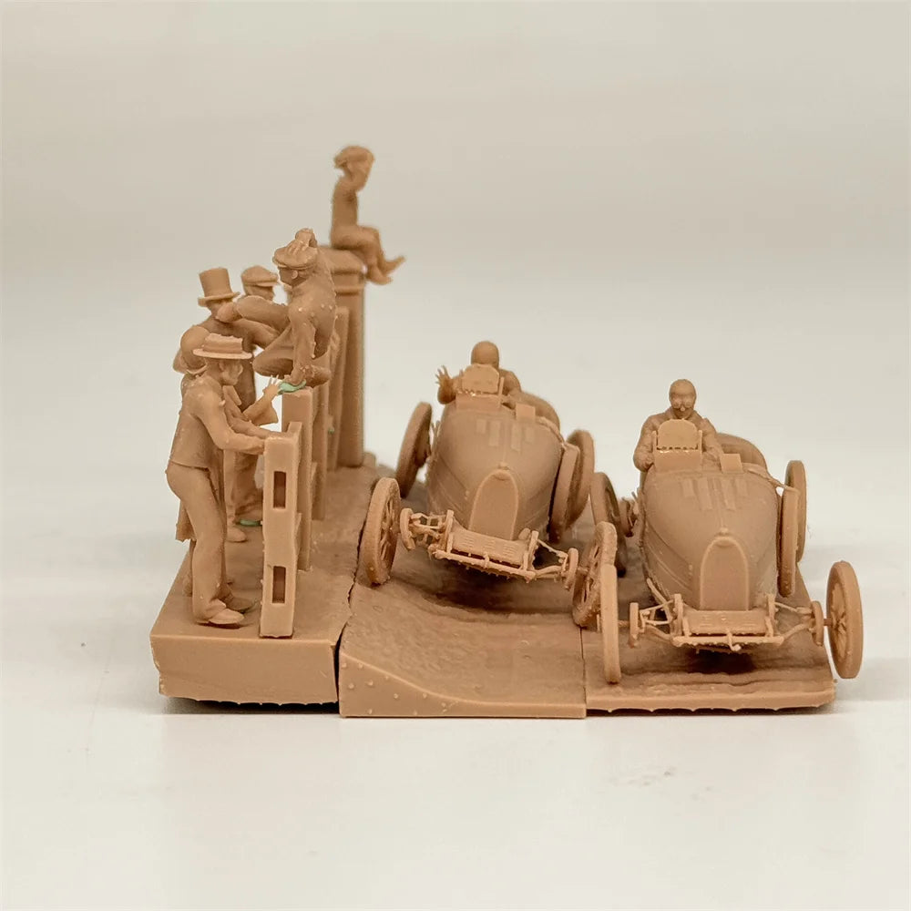 1/72 Scale Legendary 1900s Grand Prix Racing Incident Diorama Kit (Car & Spectators) - Early Auto History Miniature