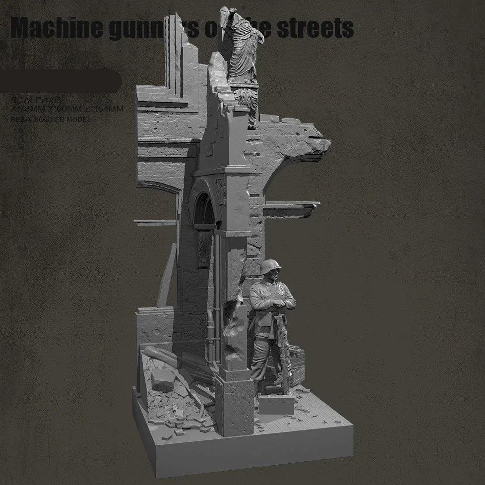 1/35 Scale European Soldier Scene | Resin Figure + Platform | Self-Assembled Model Kit - R Supply Store