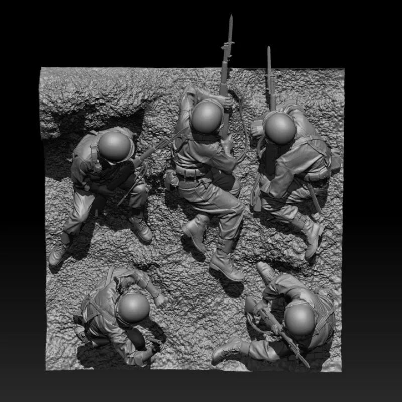 1/35 US Infantry 5-Figure Huddle Resin Kit | WWII/Korean War Diorama - R Supply Store