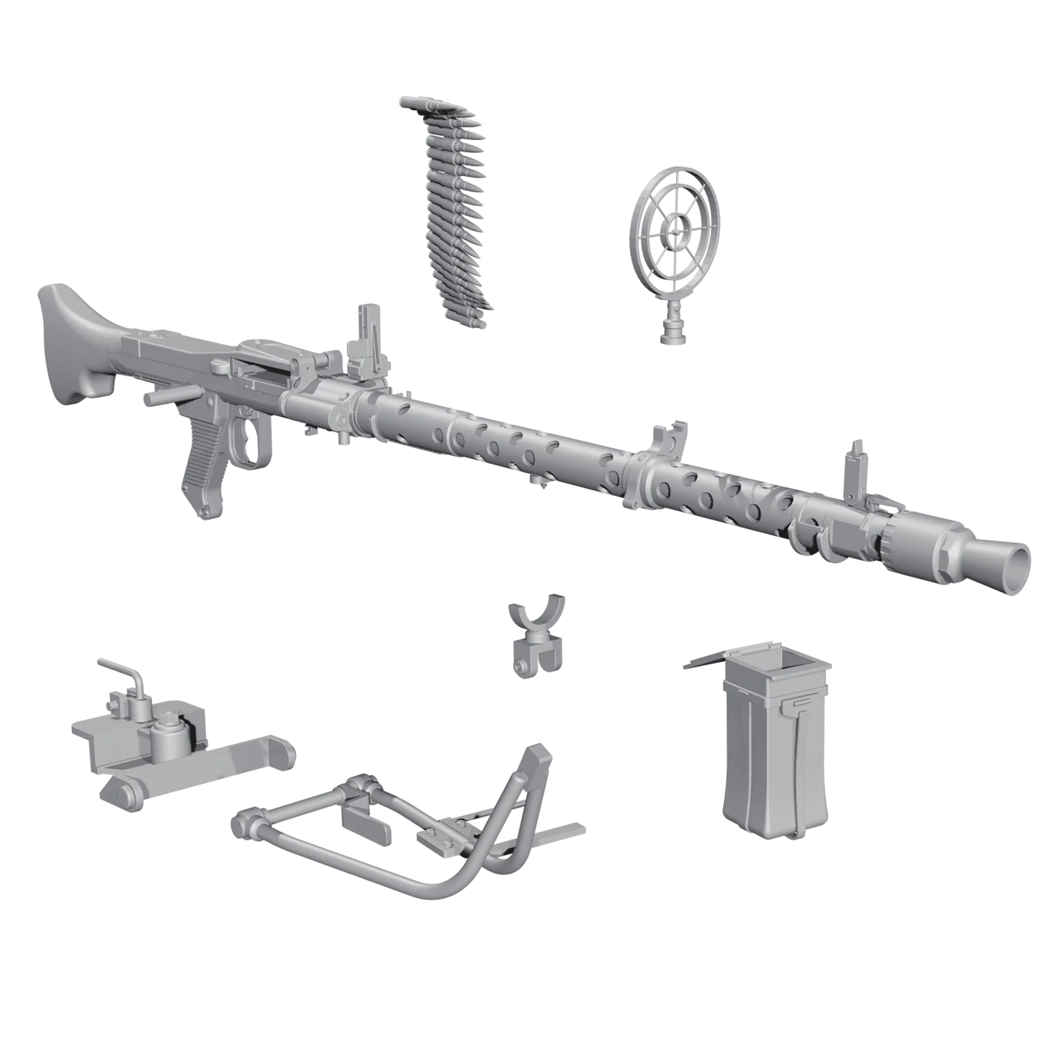 1/16 1/35 MG 34 Machine Gun Set + Tank Officer Bust | WWII Weapon Kit