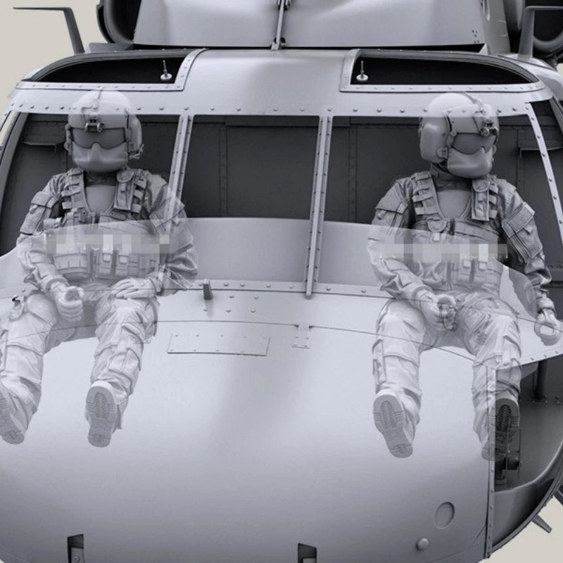 1/35 Scale Helicopter Pilot Set | 2 Resin Figures Model Kit Unassembled Unpainted (No Helicopter) - R Supply Store