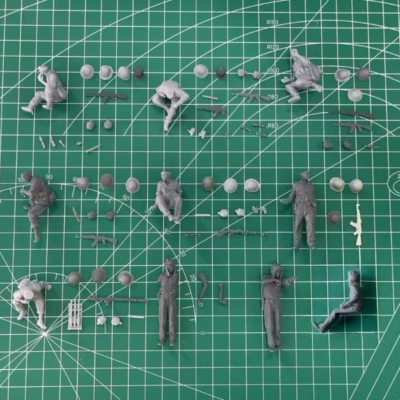 1/35 Scale Vietnam War NVA Tank Rider Figures – 10 Unpainted Resin Model Kit (No Tank) - R Supply Store