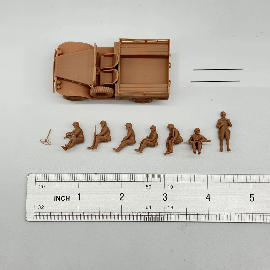 1/72 Scale WWII US WC-52 Truck & Infantry Crew Resin Model Kit (7 Figures) - Transport & General Staff Miniature
