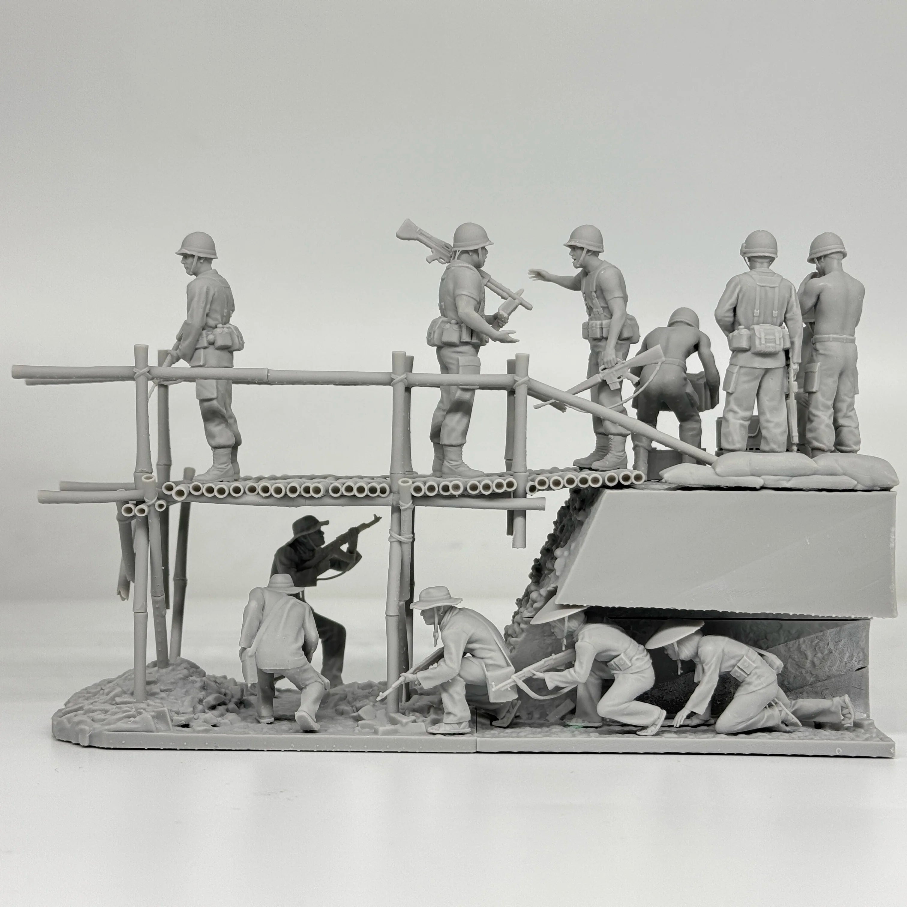 1/35 Vietnam Bridge Ambush Diorama Resin Kit | Viet Cong & US/ARVN Figs